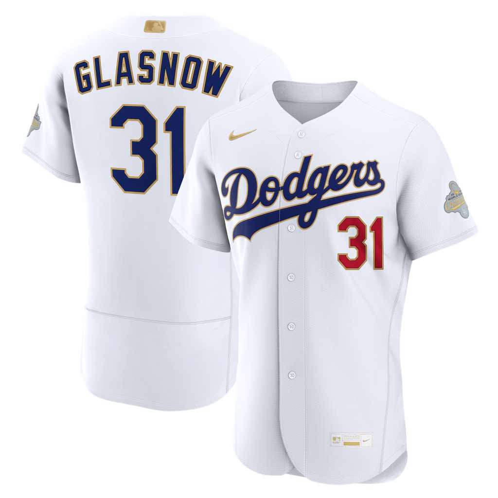 Los Angeles Dodgers Tyler Glasnow 2026 Gold Collection Authentic Jersey — White