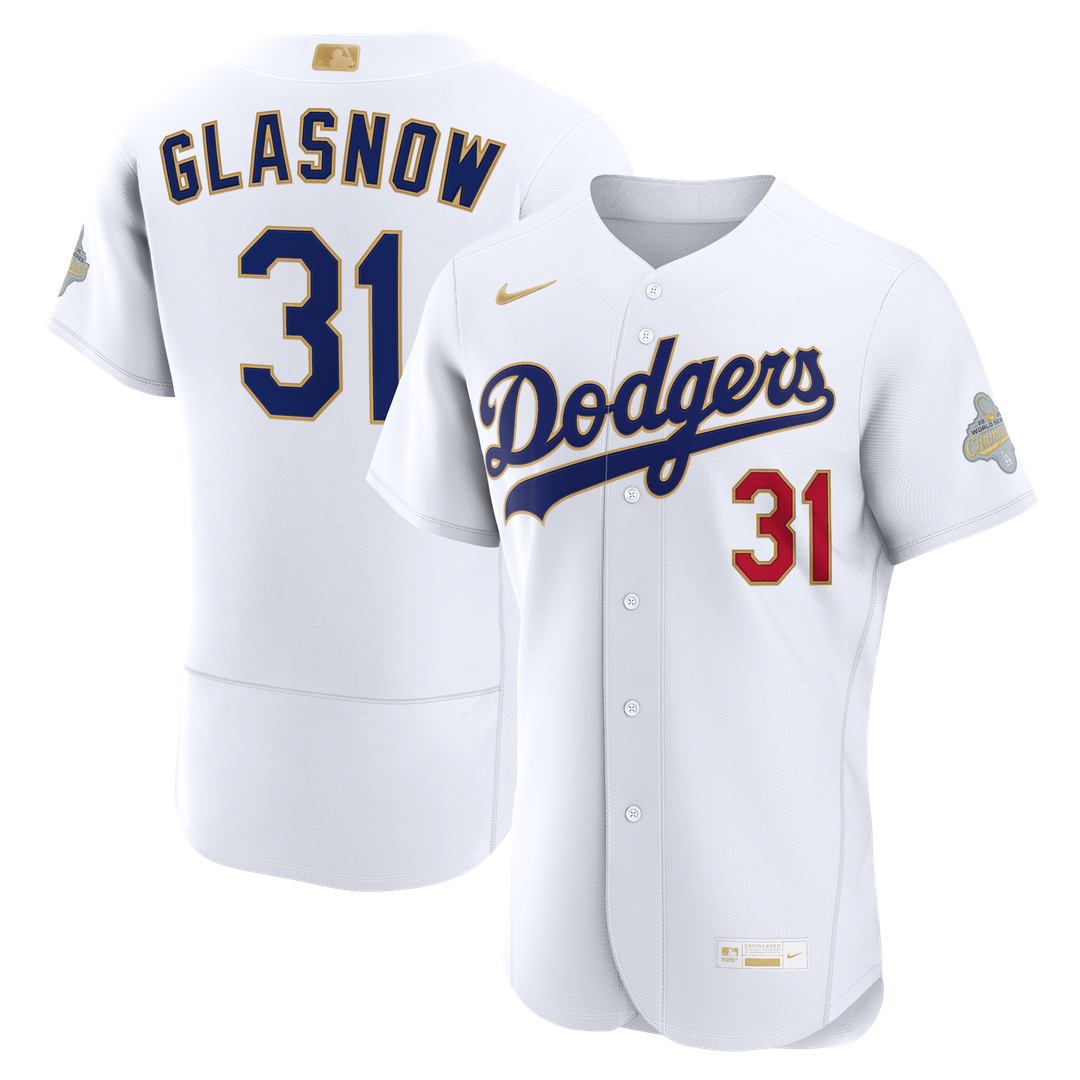 Los Angeles Dodgers Tyler Glasnow 2026 Gold Collection Authentic Jersey — White