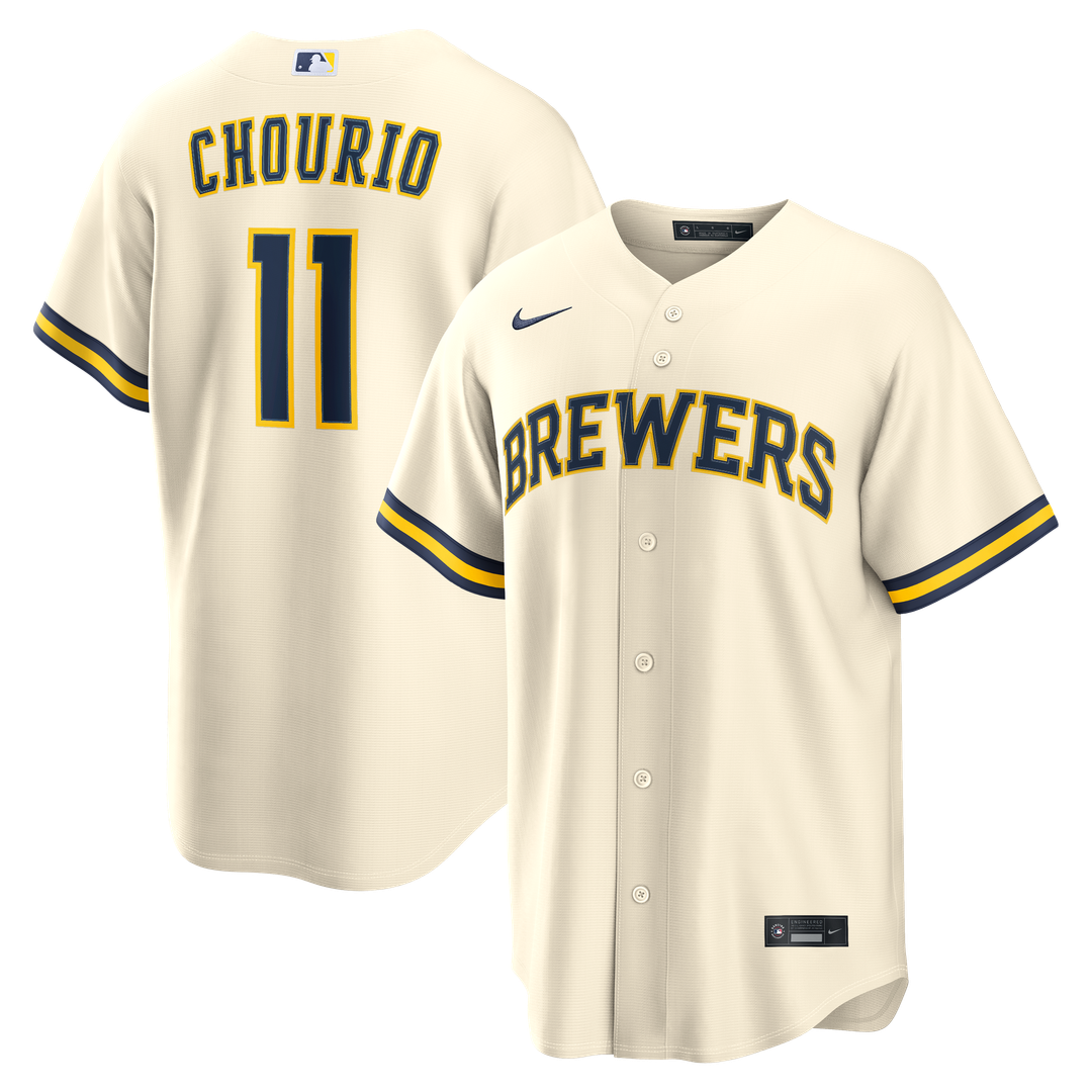 Milwaukee Brewers Jackson Chourio Home Replica Jersey — Cream