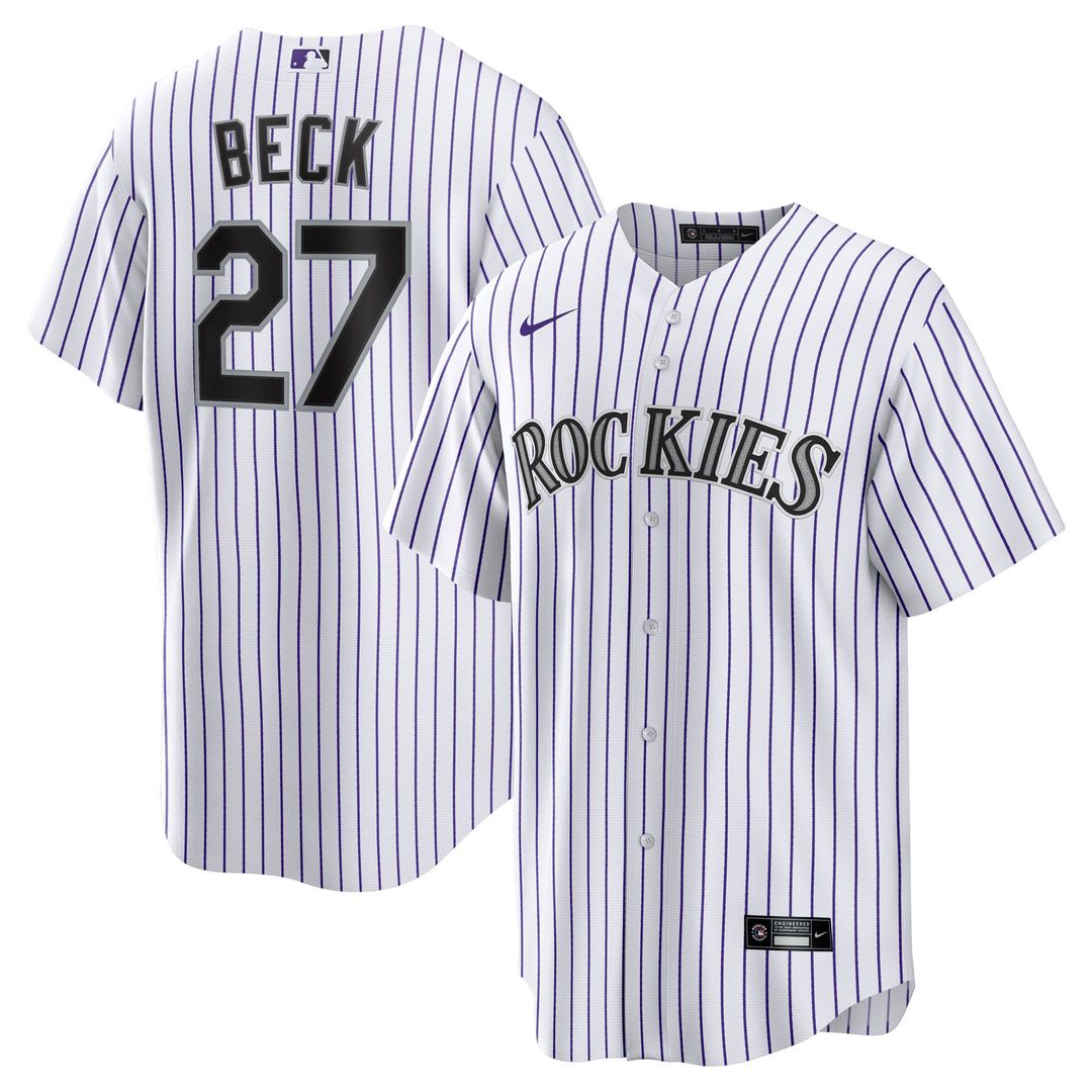 Colorado Rockies Jordan Beck Home Replica Jersey — White