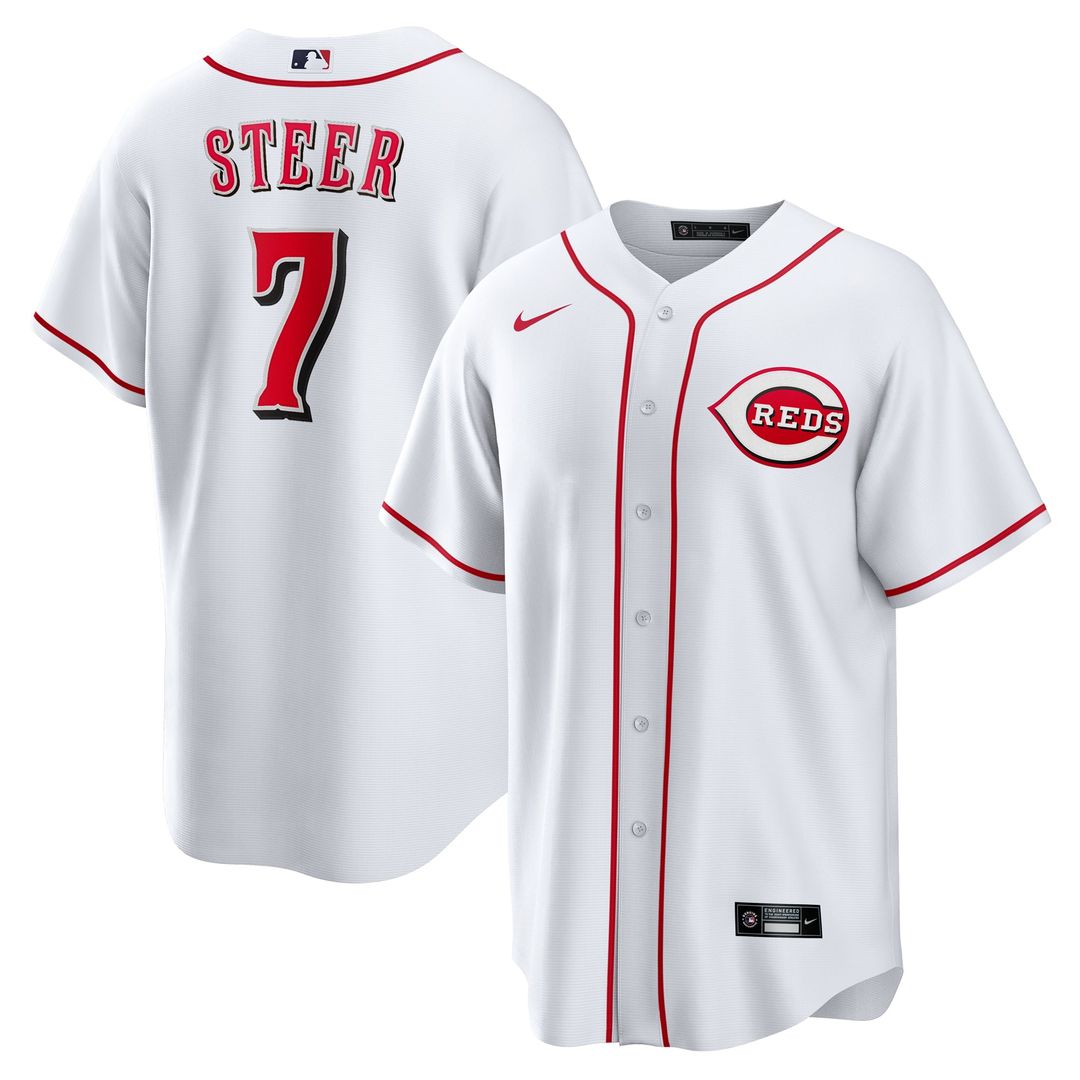 Cincinnati Reds Spencer Steer Home Replica Jersey — White