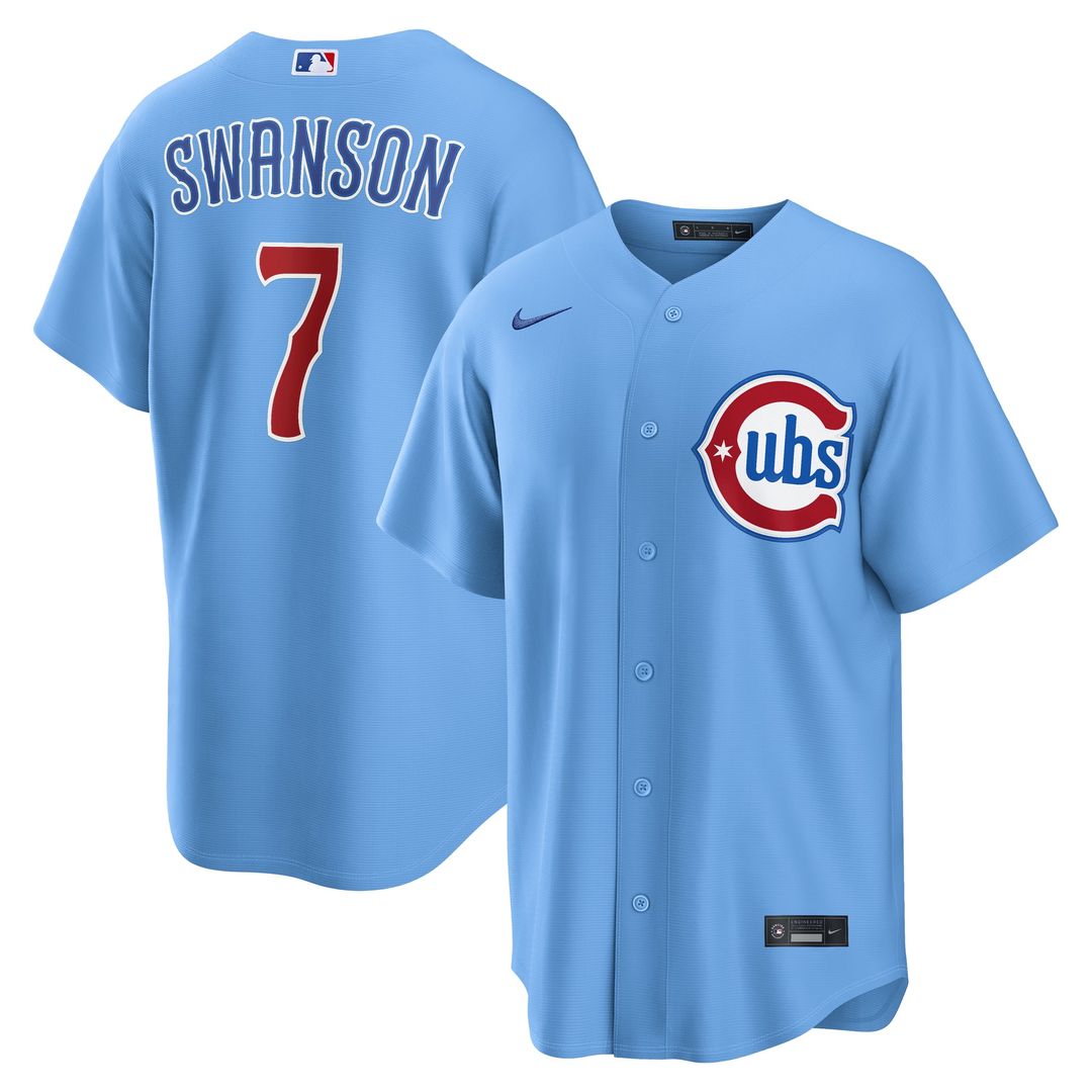Chicago Cubs Dansby Swanson Alternate Replica Jersey — Light Blue