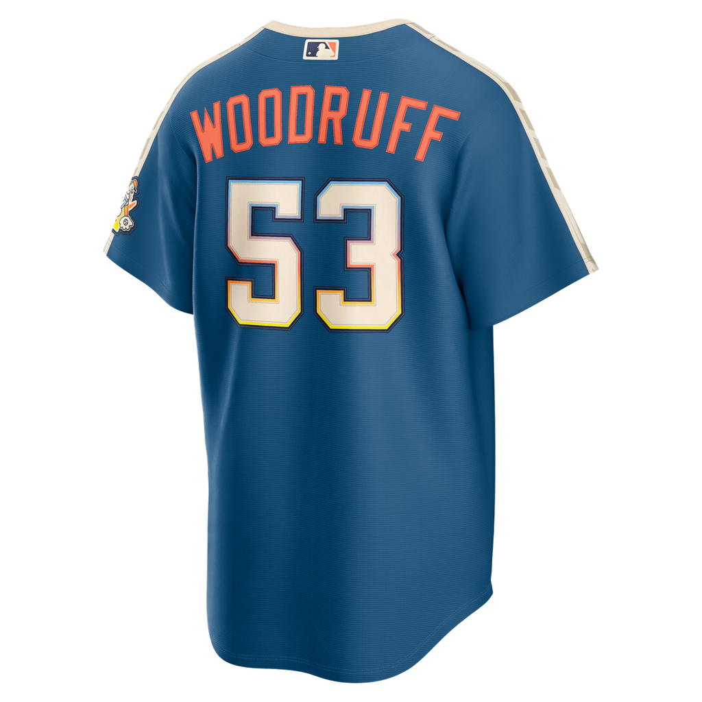 Milwaukee Brewers Brandon Woodruff 2026 City Connect Stadium Jersey — Mineral Blue