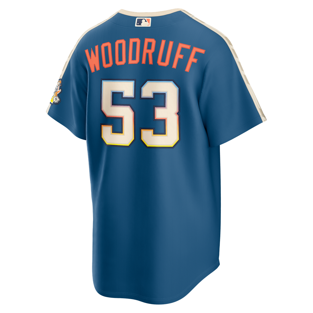 Milwaukee Brewers Brandon Woodruff 2026 City Connect Stadium Jersey — Mineral Blue