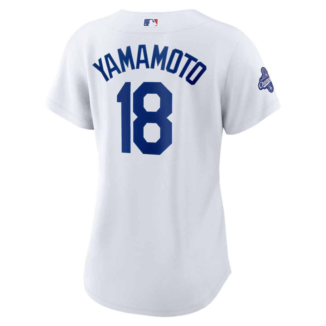 Los Angeles Dodgers Yoshinobu Yamamoto Women's 2025 World Series Champions Home Replica Jersey — White