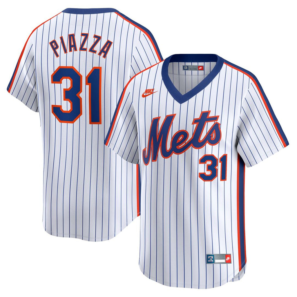 New York Mets Mike Piazza Throwback Cooperstown Limited Jersey — White