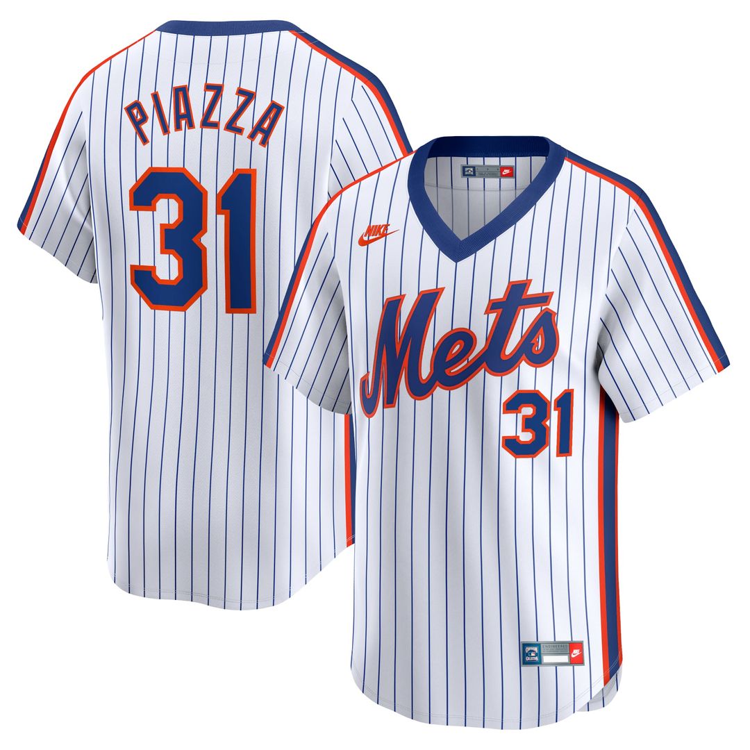 New York Mets Mike Piazza Throwback Cooperstown Limited Jersey — White