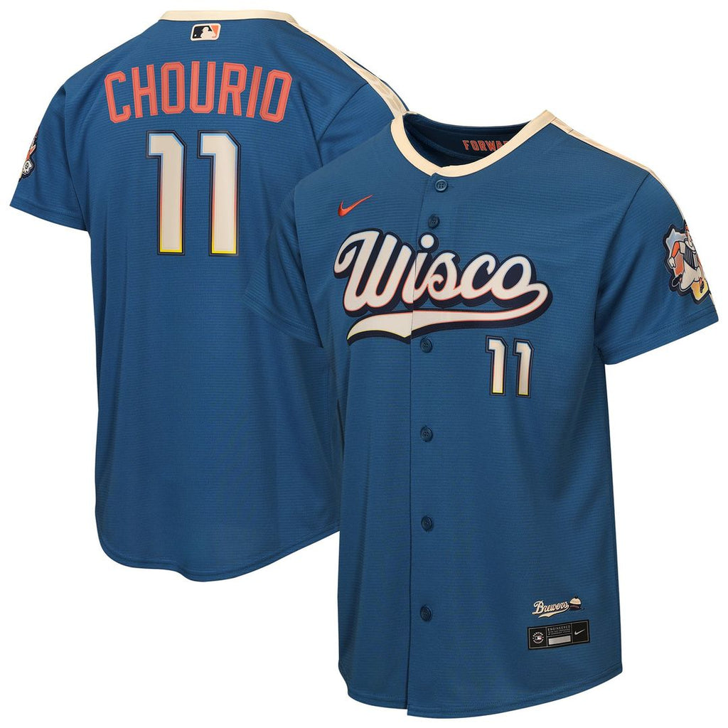 Milwaukee Brewers Jackson Chourio Youth 2026 City Connect Stadium Jersey — Mineral Blue