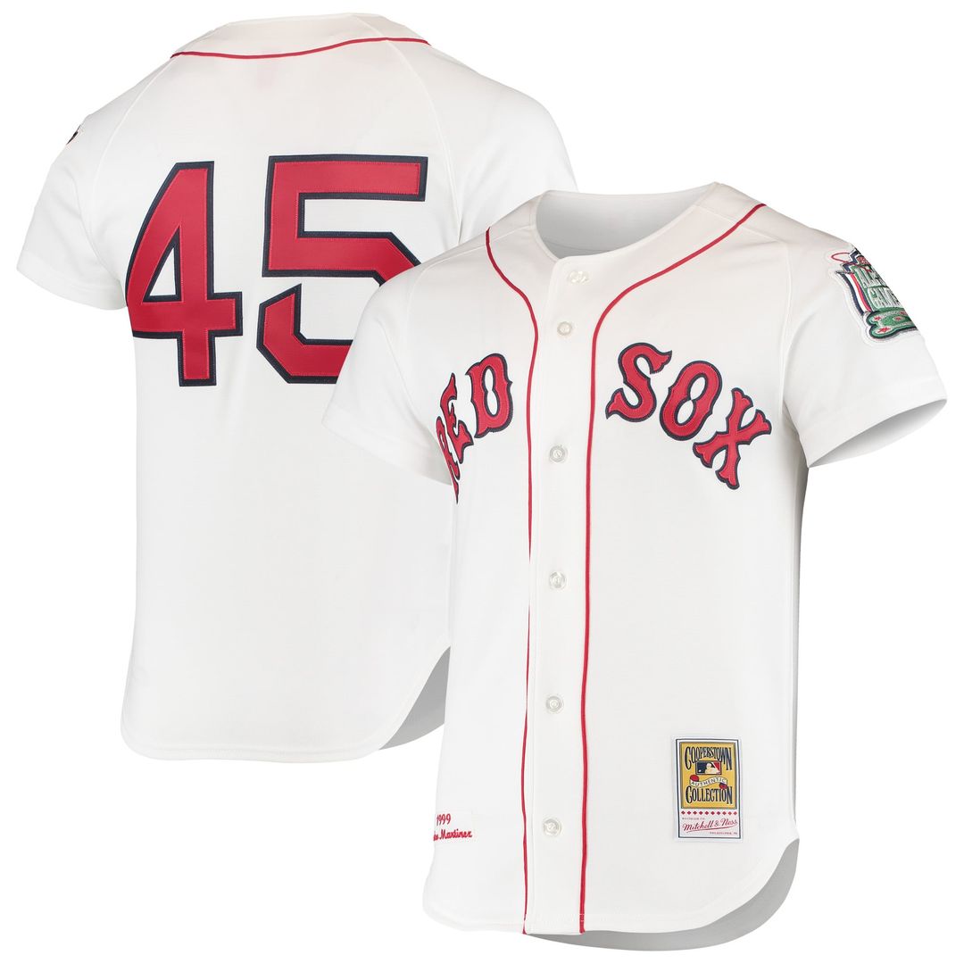 Boston Red Sox Pedro Martinez 1999 Cooperstown Home Authentic Jersey — White