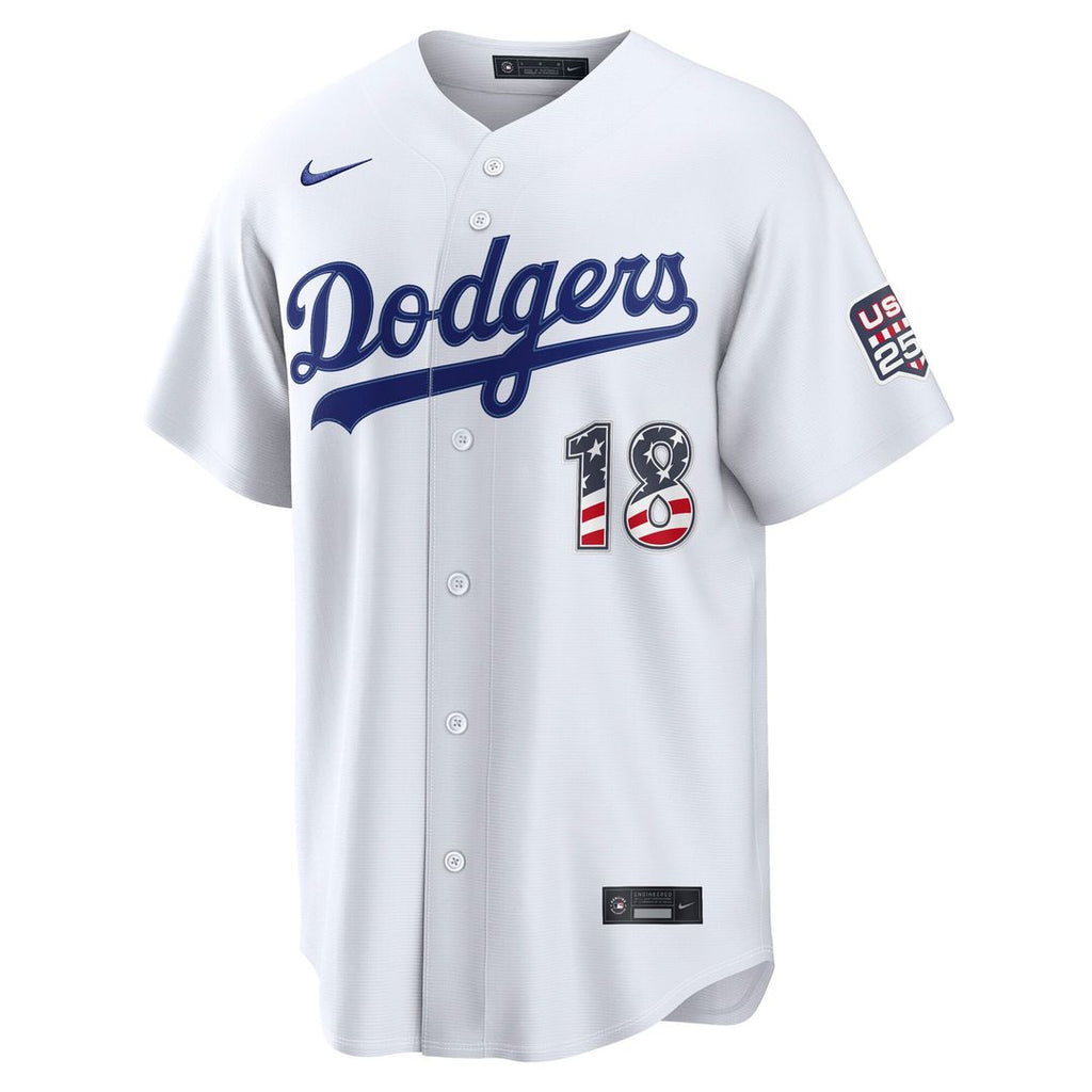 Los Angeles Dodgers Yoshinobu Yamamoto USA 250 Fourth of July Home Stadium Jersey — White