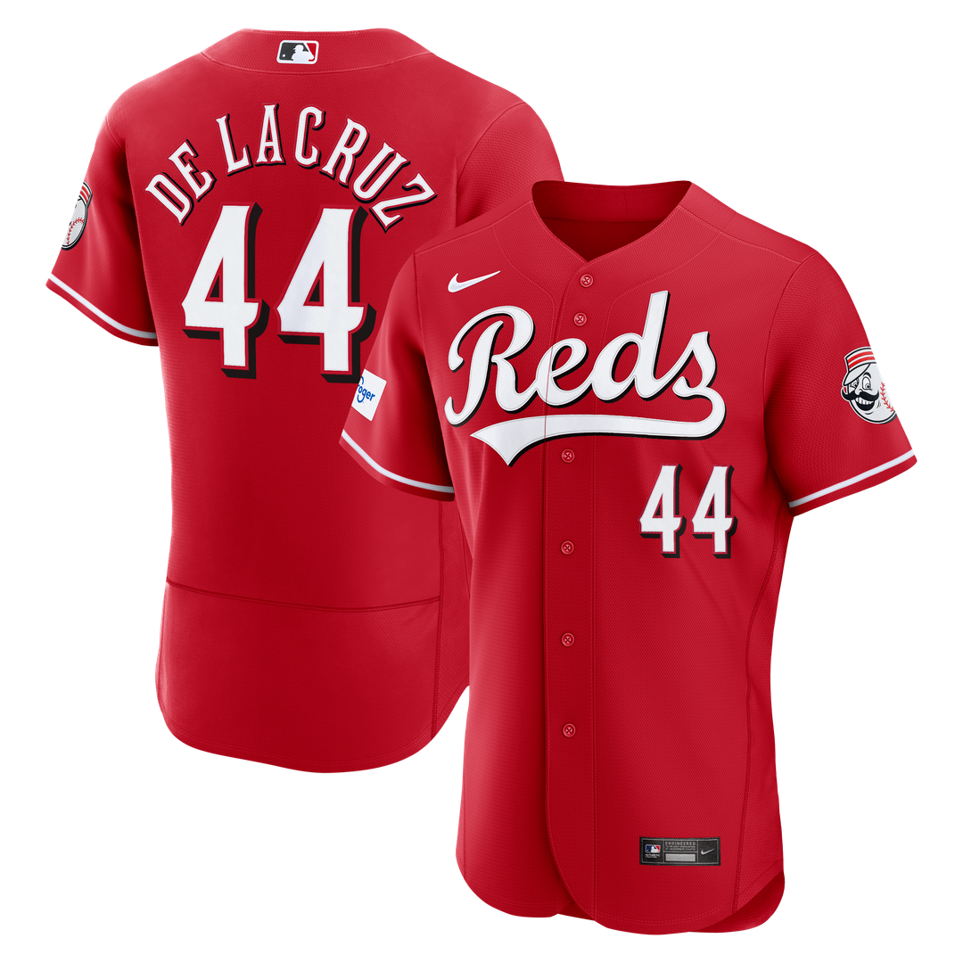 Cincinnati Reds Elly De La Cruz Home Authentic Sponsor Patch Jersey — White