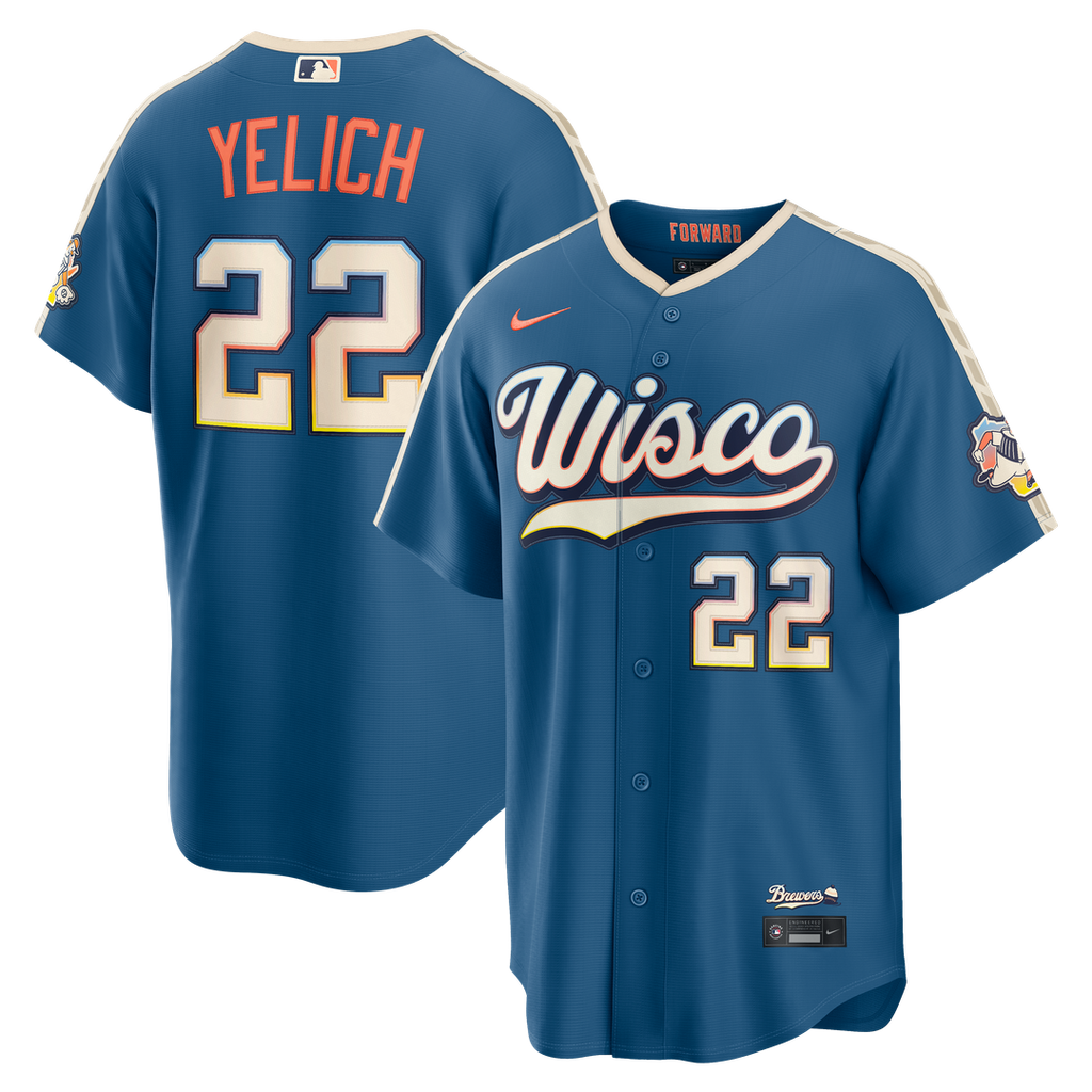 Milwaukee Brewers Christian Yelich 2026 City Connect Stadium Jersey — Mineral Blue