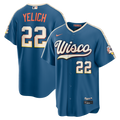 Milwaukee Brewers Christian Yelich 2026 City Connect Stadium Jersey — Mineral Blue
