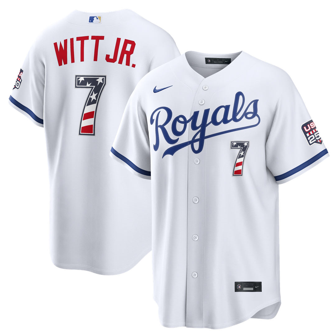 Kansas City Royals Bobby Witt Jr. USA 250 Fourth of July Home Stadium Jersey — White
