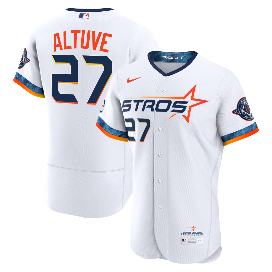 Houston Astros Jose Altuve City Connect Authentic Sponsor Patch Jersey — White