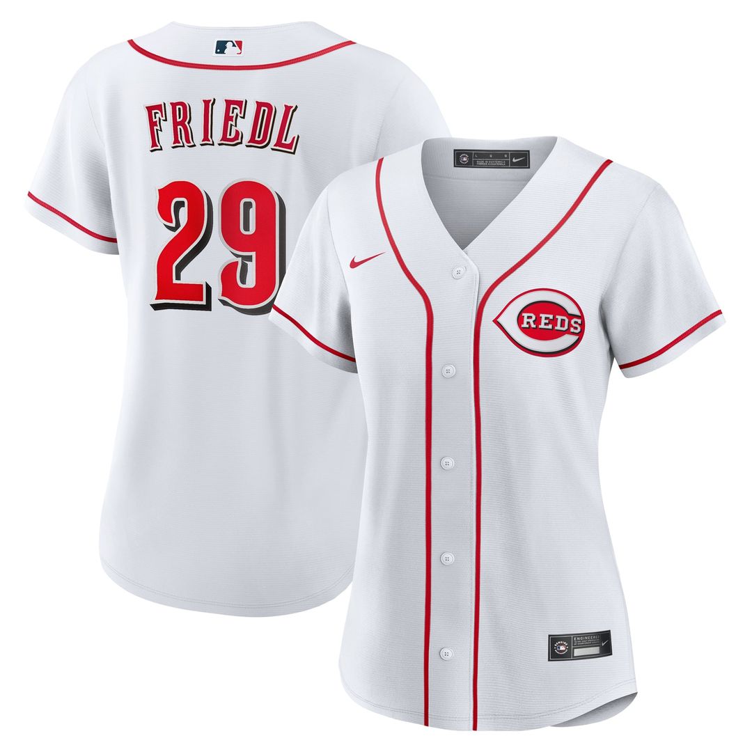 Cincinnati Reds TJ Friedl Women's Home Replica Jersey — White