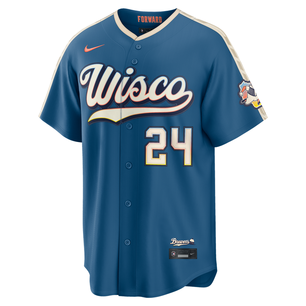 Milwaukee Brewers William Contreras 2026 City Connect Stadium Jersey — Mineral Blue