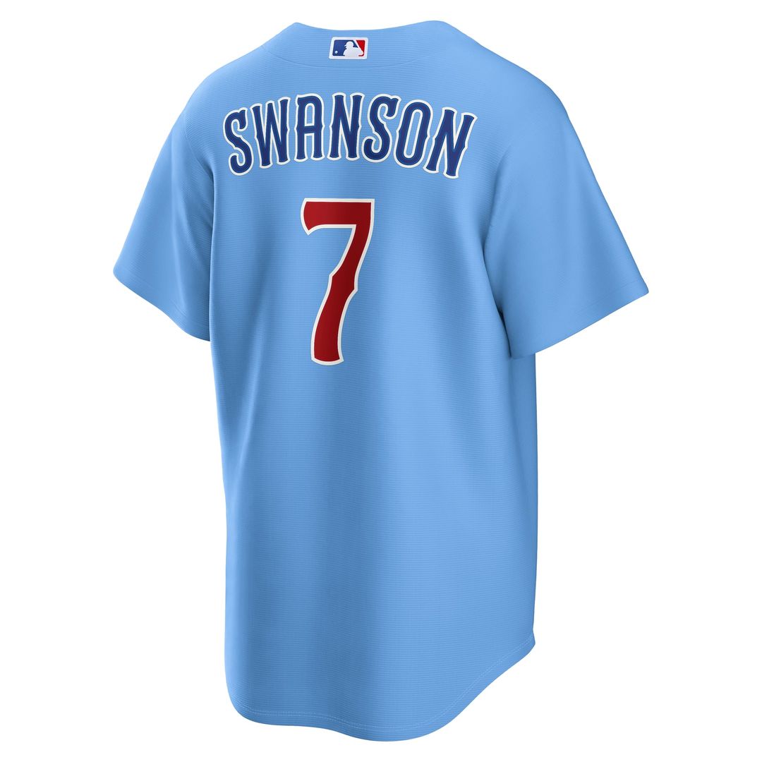 Chicago Cubs Dansby Swanson Alternate Replica Jersey — Light Blue