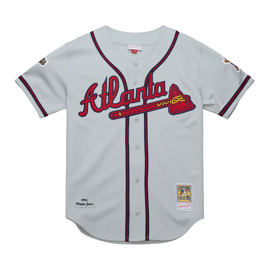 Atlanta Braves Chipper Jones 1995 Throwback Authentic Jersey — Gray