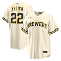 Milwaukee Brewers Christian Yelich Home Replica Jersey — Cream