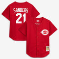 Cincinnati Reds Deion Sanders Cooperstown Mesh Batting Practice Button-Up Jersey — Red