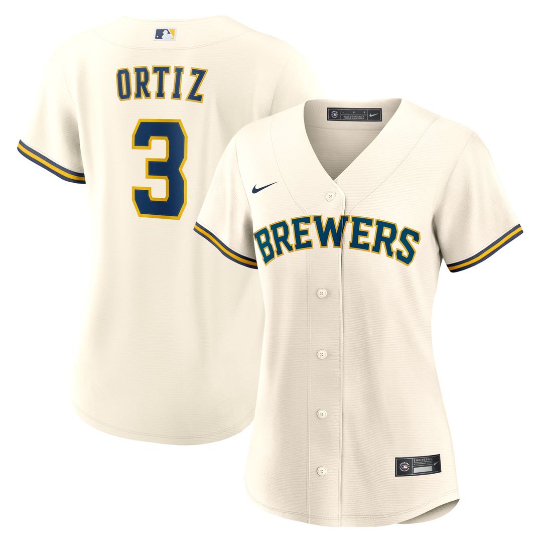Milwaukee Brewers Joey Ortiz Women's Home Replica Jersey — Cream