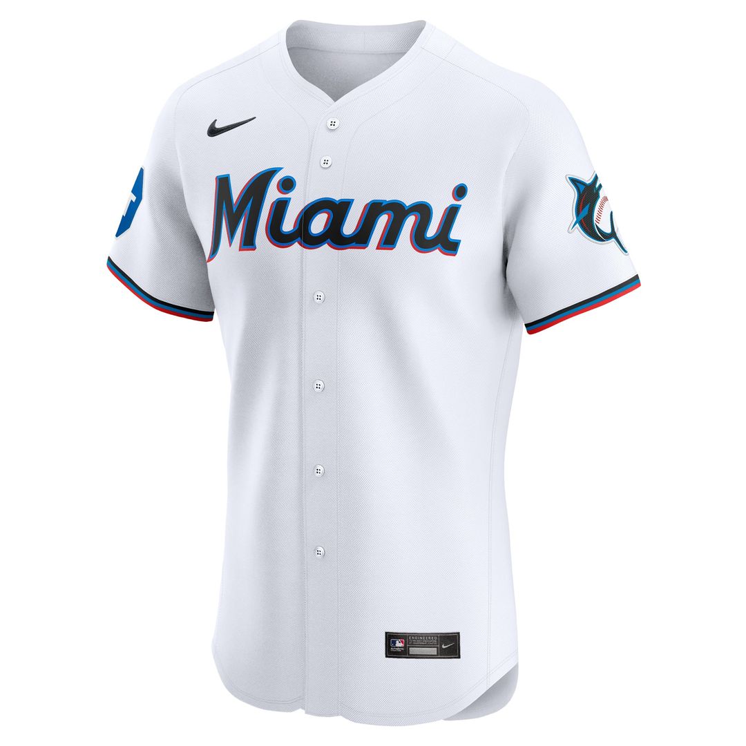 Miami Marlins Home Elite Patch Jersey — White