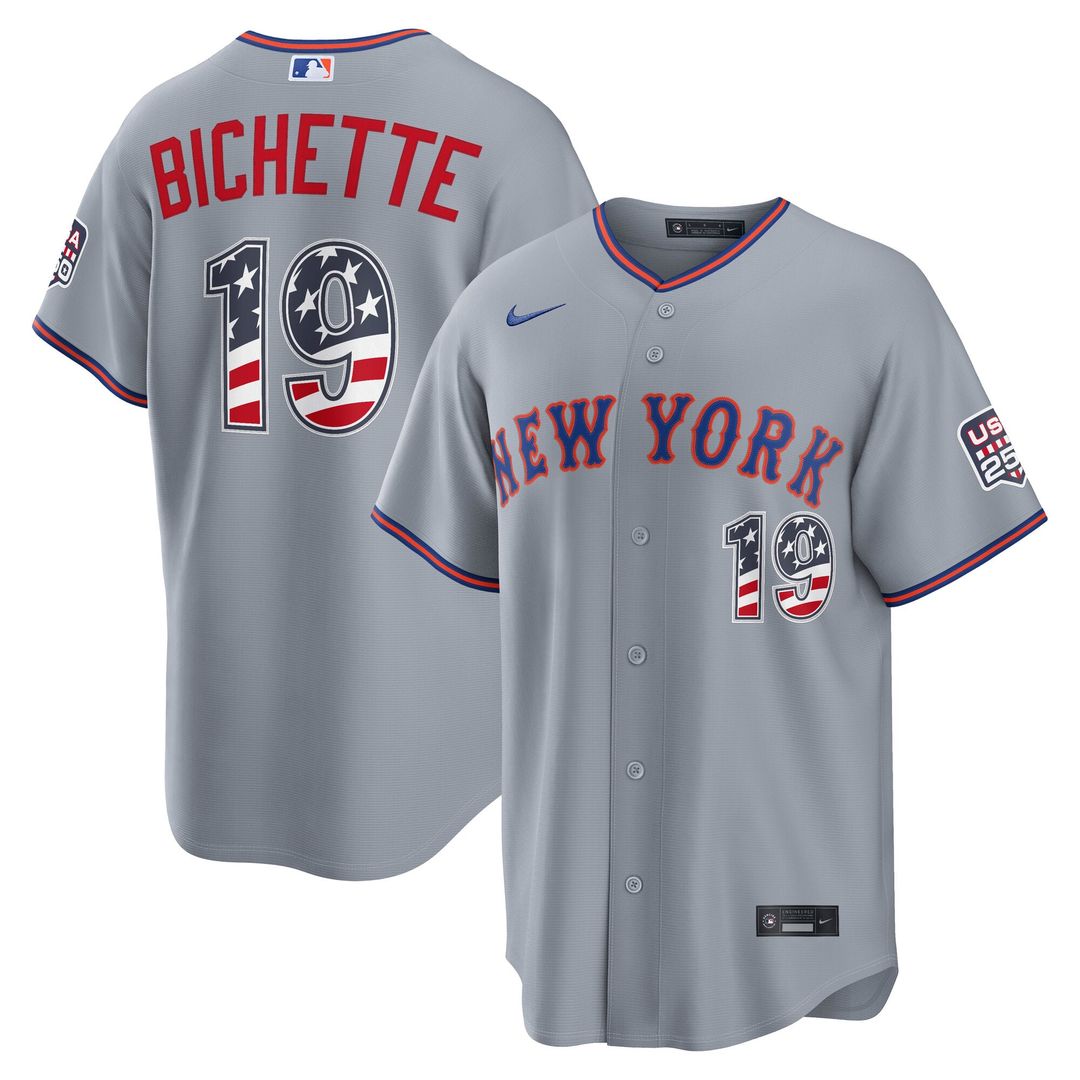 New York Mets Bo Bichette USA 250 Fourth of July Road Stadium Jersey — Gray