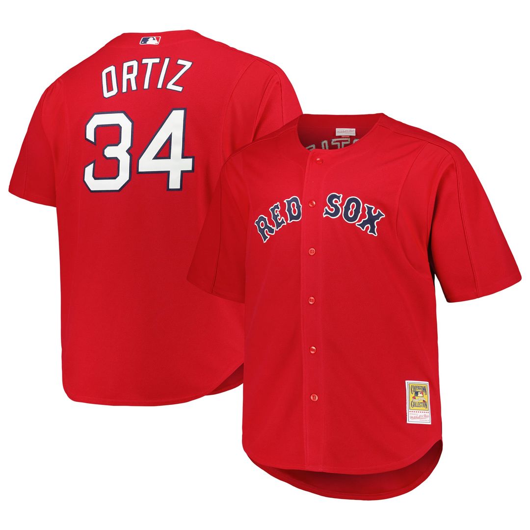 Boston Red Sox David Ortiz Big & Tall Cooperstown Mesh Batting Practice Jersey — Red