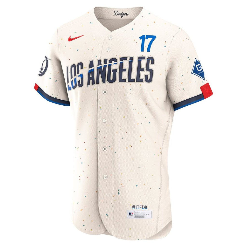 Los Angeles Dodgers Shohei Ohtani City Connect Authentic Sponsor Patch Jersey — Cream