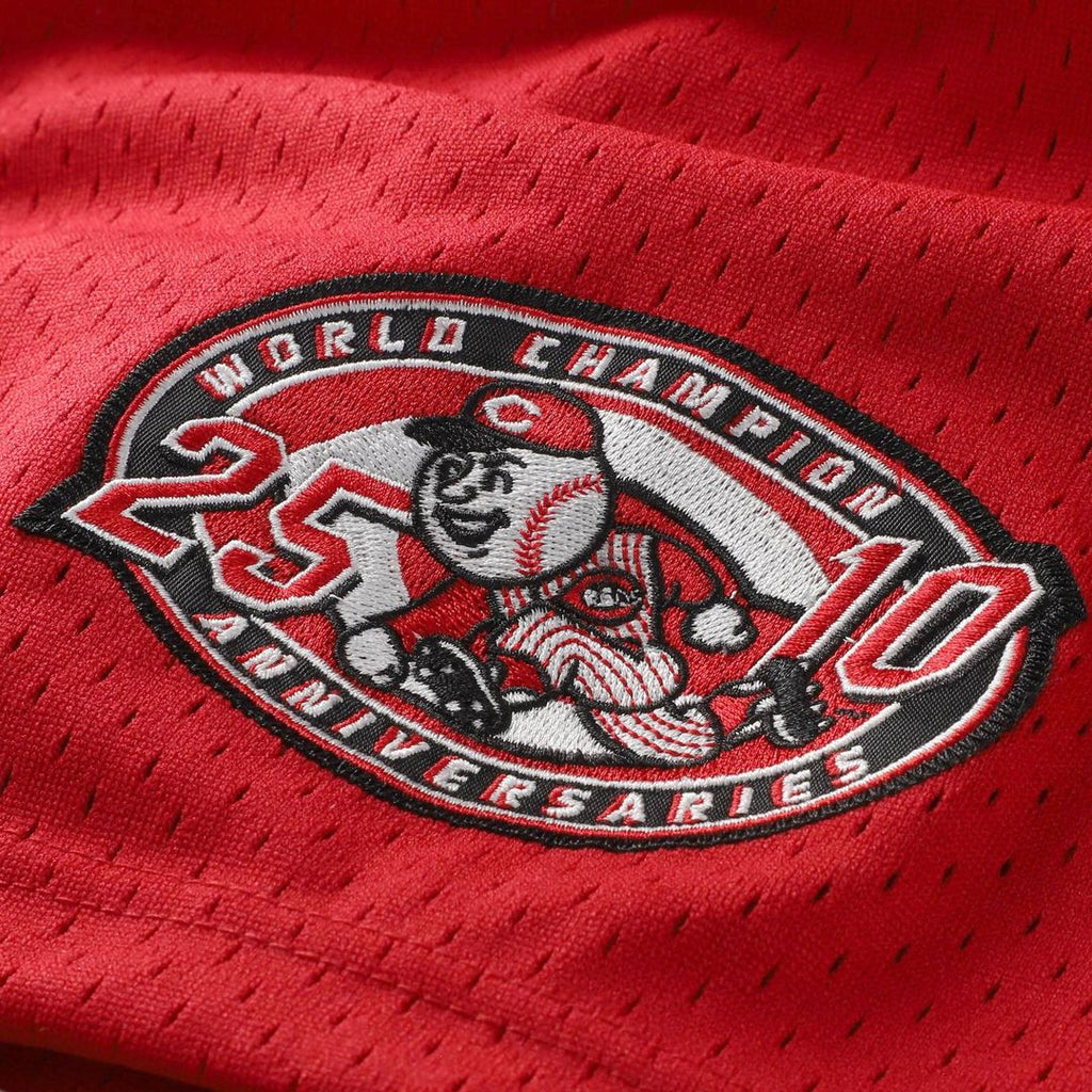 Cincinnati Reds Barry Larkin Cooperstown Mesh Batting Practice Button-Up Jersey — Black
