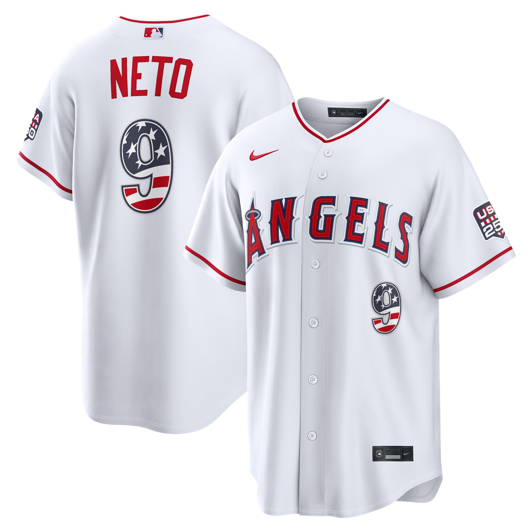 Los Angeles Angels Zach Neto USA 250 Fourth of July Stadium Jersey — White