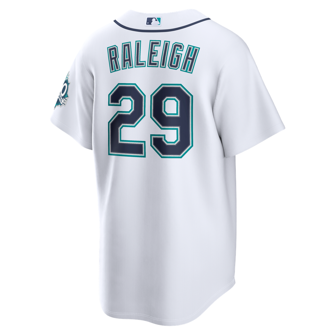Seattle Mariners Cal Raleigh Home Stadium 50th Season Patch Jersey — White