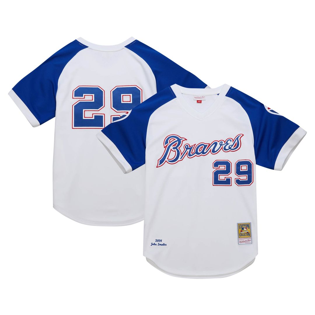 Atlanta Braves John Smoltz 2004 Cooperstown Authentic Throwback Jersey — White