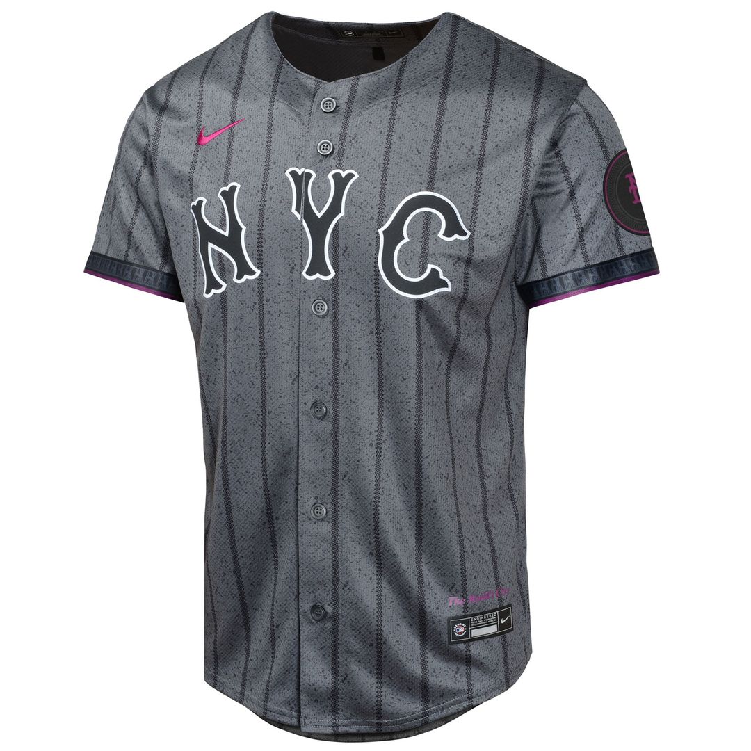 New York Mets Brandon Nimmo Youth 2024 City Connect Limited Jersey — Graphite
