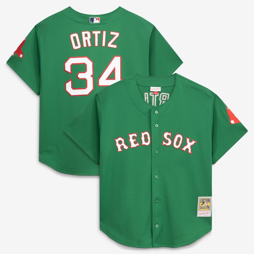 Boston Red Sox David Ortiz Cooperstown Mesh Batting Practice Button-Up Jersey — Red