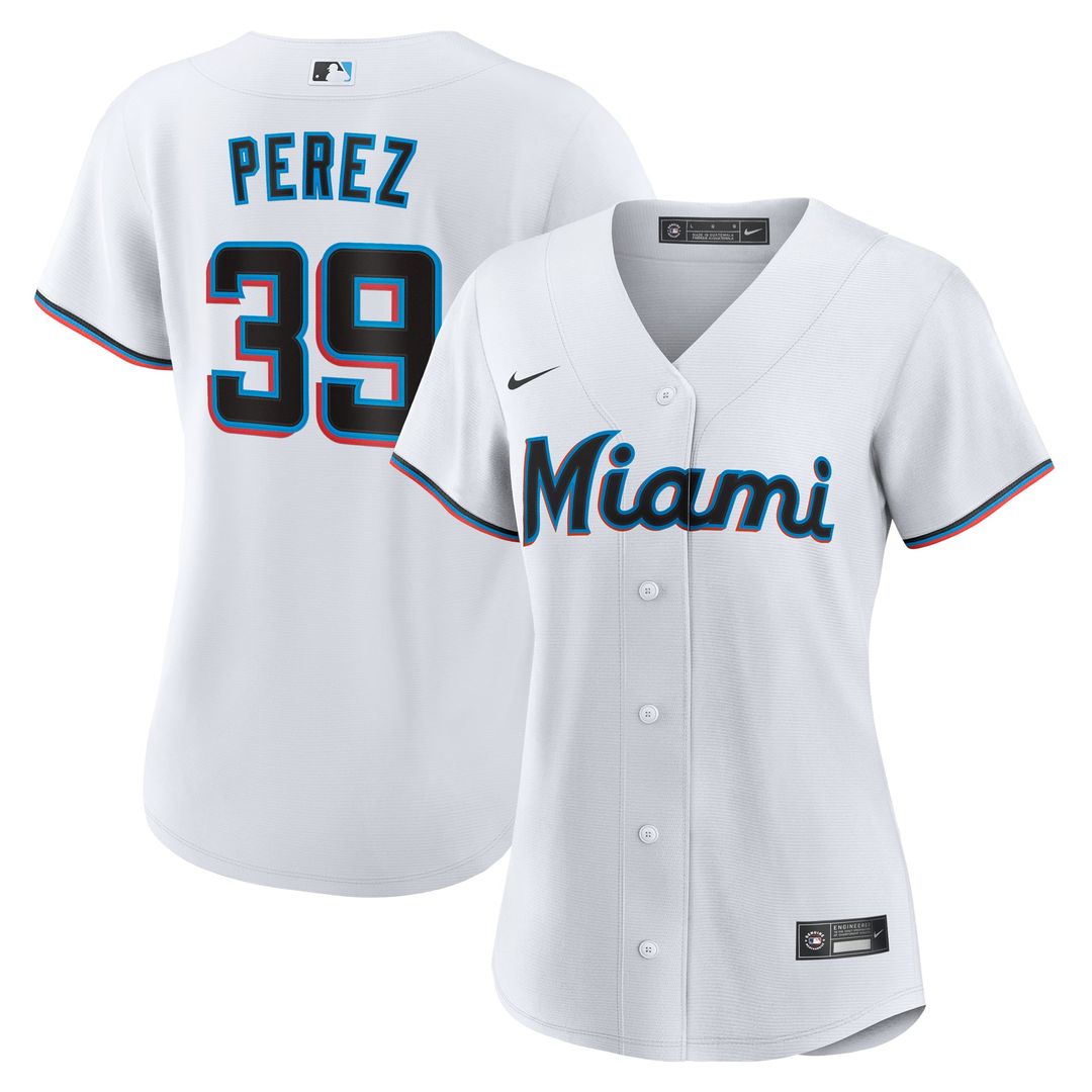 Miami Marlins Eury Perez Women's Home Replica Jersey — White