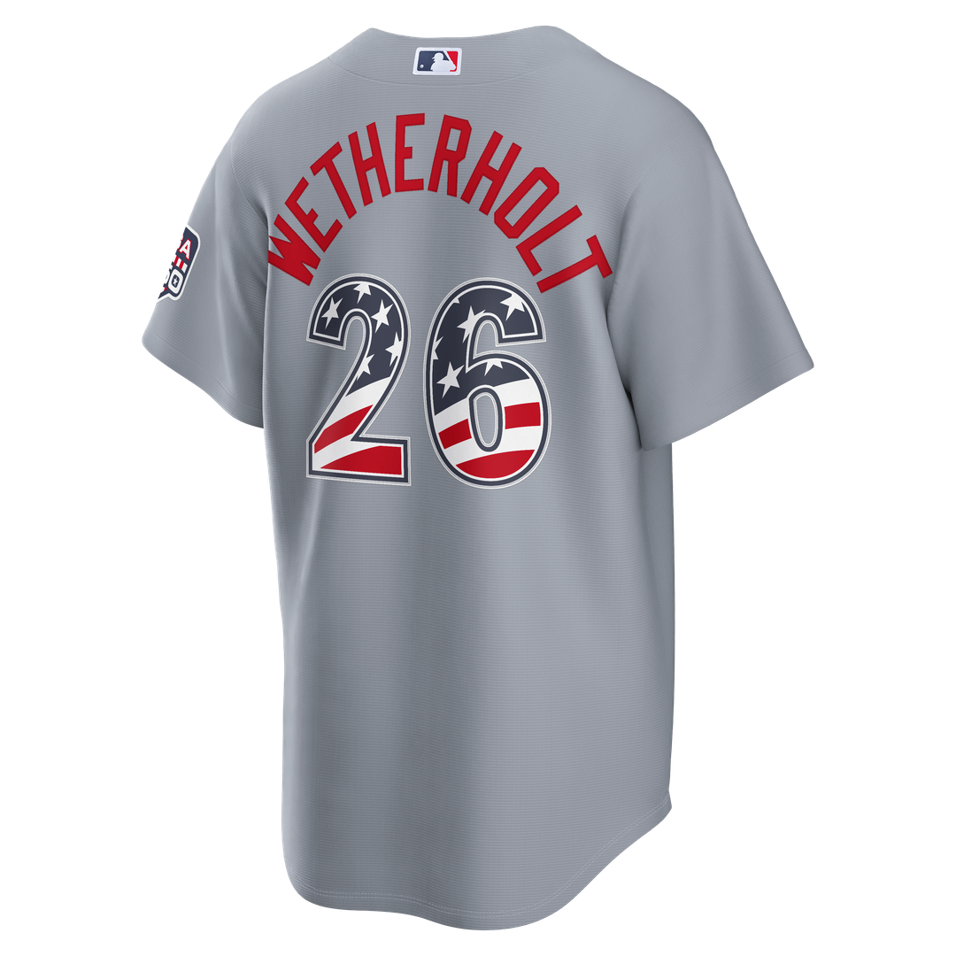 St. Louis Cardinals JJ Wetherholt USA 250 Fourth of July Road Stadium Jersey — Gray