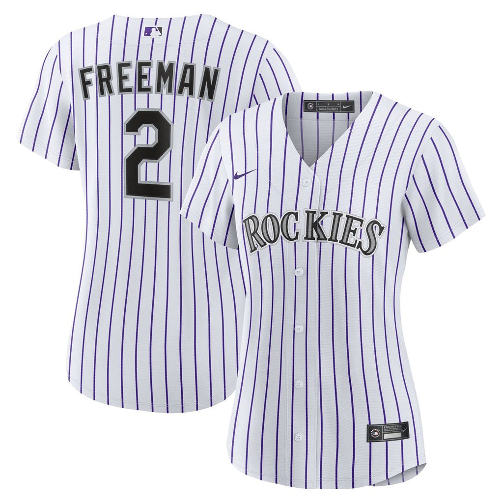 Colorado Rockies Tyler Freeman Women's Home Replica Jersey — White