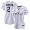 Colorado Rockies Tyler Freeman Women's Home Replica Jersey — White