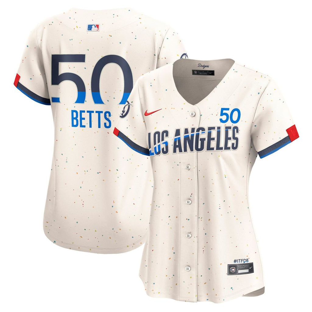 Los Angeles Dodgers Mookie Betts Women's City Connect Limited Jersey — Cream