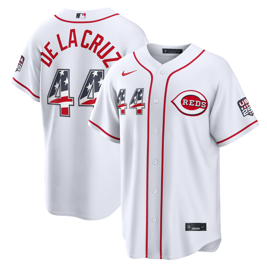 Cincinnati Reds Elly De La Cruz USA 250 Fourth of July Home Stadium Jersey — White