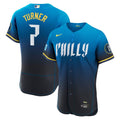 Philadelphia Phillies Trea Turner City Connect Authentic Sponsor Patch Jersey — Navy