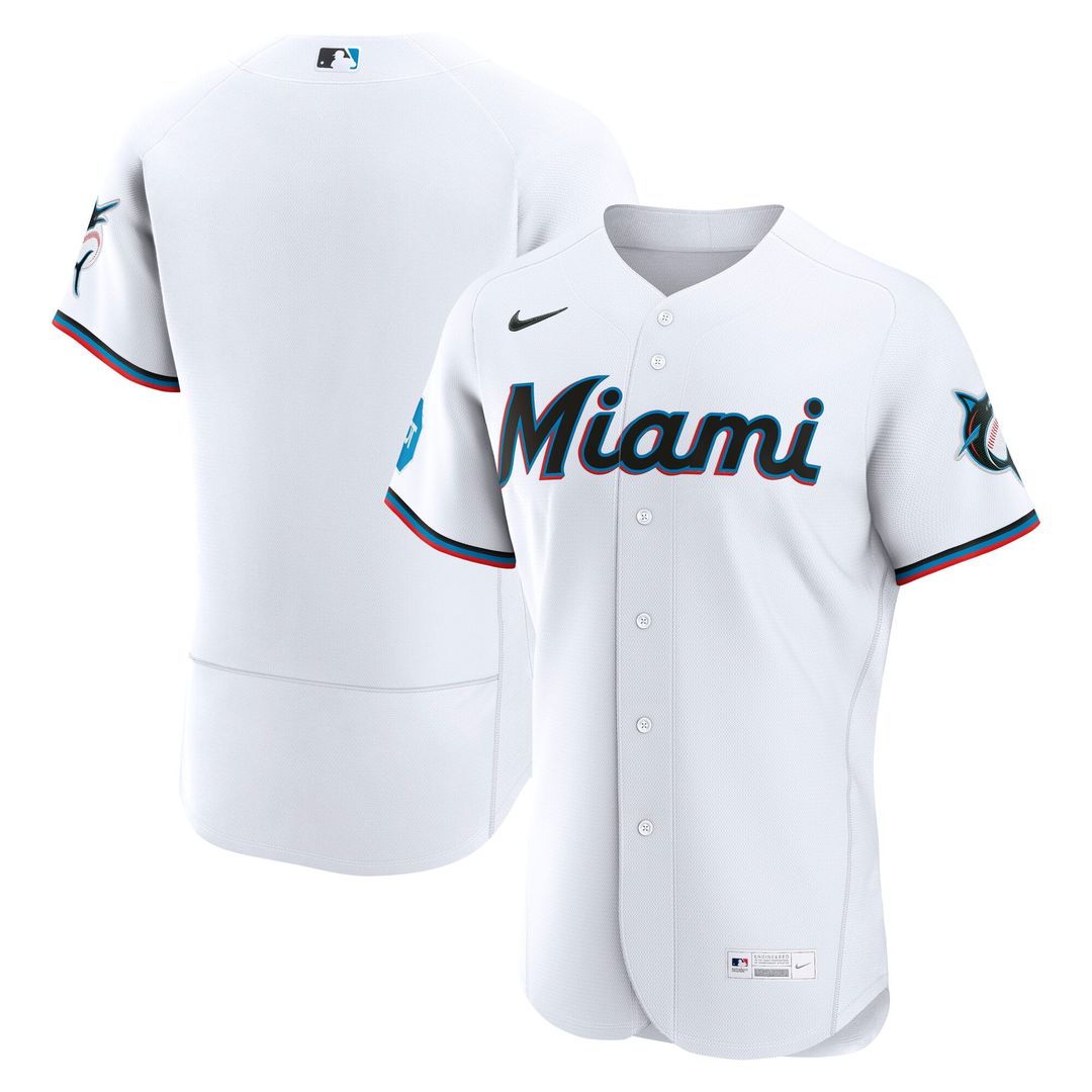 Miami Marlins Home Authentic Jersey — White