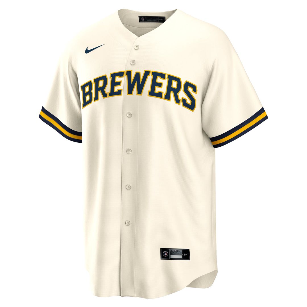 Milwaukee Brewers Christian Yelich Home Replica Jersey — Cream