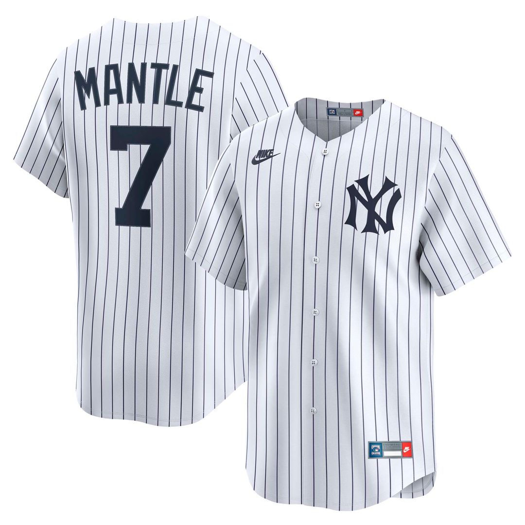 New York Yankees Mickey Mantle Throwback Cooperstown Limited Jersey — White