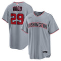 Washington Nationals James Wood Road Replica Jersey — Gray