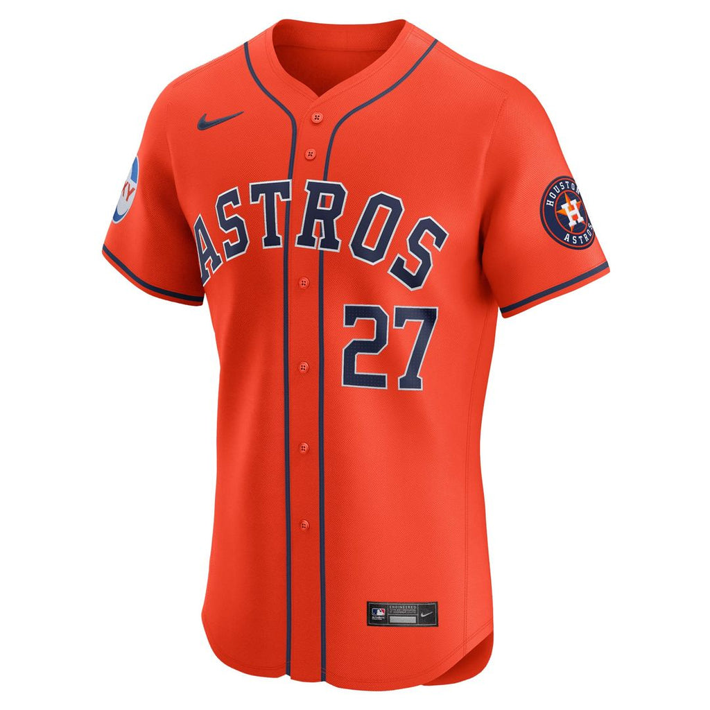Houston Astros Jose Altuve Alternate Elite Sponsor Patch Player Jersey — Orange