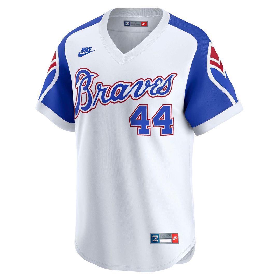 Atlanta Braves Hank Aaron Throwback Cooperstown Limited Jersey — White