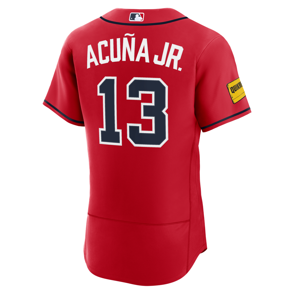 Atlanta Braves Ronald Acuña Jr. Alternate Authentic Sponsor Patch Jersey — Red